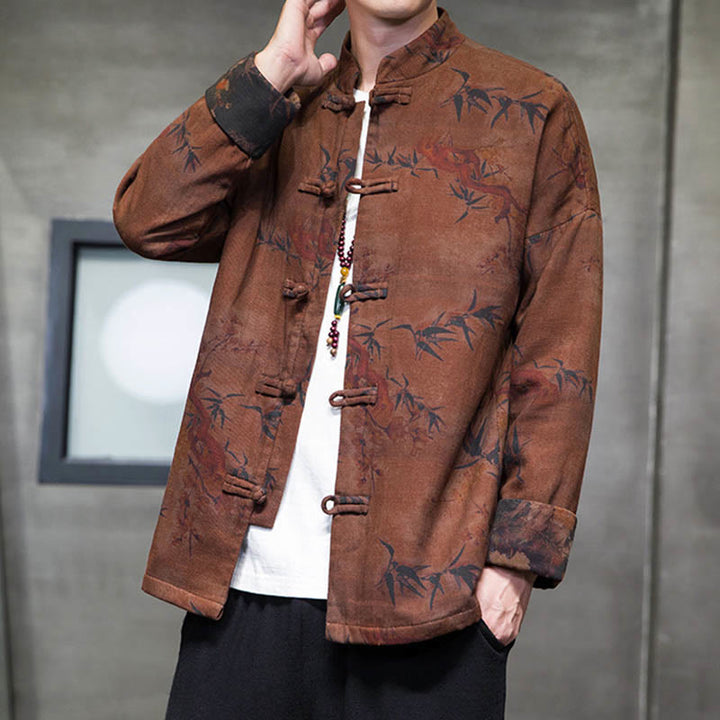 Buddha Stones Frog-But Chinese Tang Suit Lang Overhemd Katoenen Herenjas Kleding - image 10