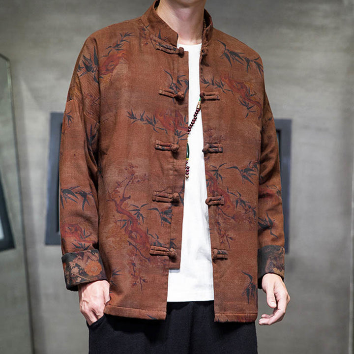 Buddha Stones Frog-But Chinese Tang Suit Lang Overhemd Katoenen Herenjas Kleding - image 18