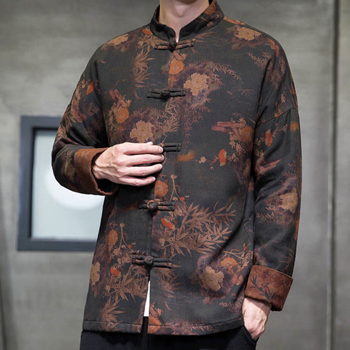 Buddha Stones Frog-But Chinese Tang Suit Lang Overhemd Katoenen Herenjas Kleding - image 5