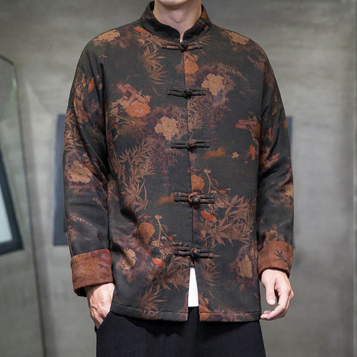 Buddha Stones Frog-But Chinese Tang Suit Lang Overhemd Katoenen Herenjas Kleding - image 8