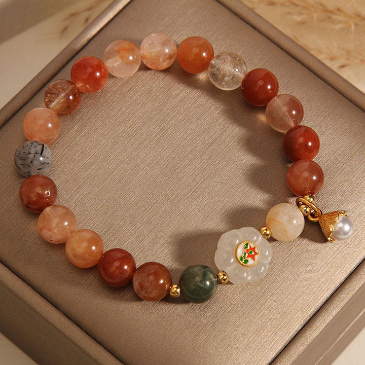 Buddha Stones Natuurlijke Fu Lu Shou Kristal Hetian Witte Jade Parel Armband - image 4