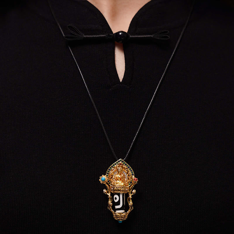 Buddha Stones Tibetaanse Dzi-kraal Manjusri Bodhisattva-patroon Mededogen Ketting - image 5
