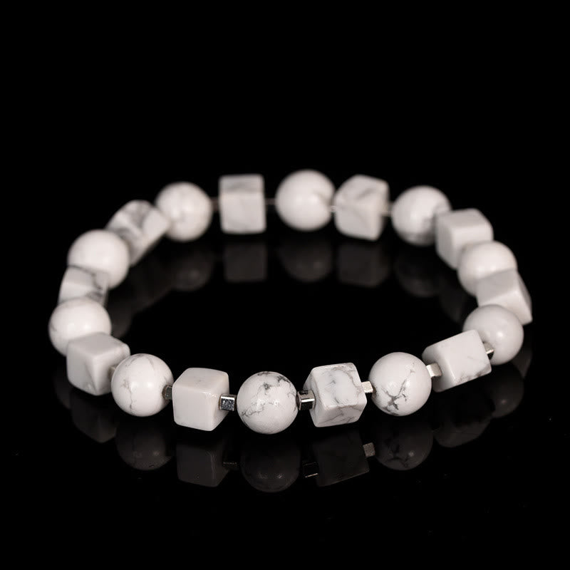 Buddha Stones Diverse kristallen, zwarte obsidiaan, Armband - Witte turkoois (Polsomtrek: 14-16 cm) - image 4