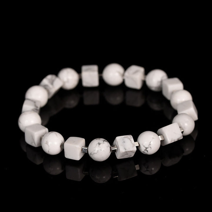 Buddha Stones Diverse kristallen, zwarte obsidiaan, Armband - Witte turkoois (Polsomtrek: 14-16 cm) - image 4