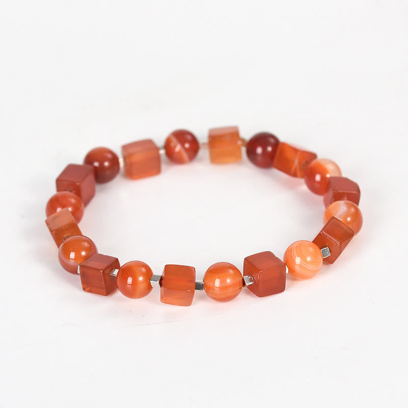 Buddha Stones Diverse kristallen, zwarte obsidiaan, Armband - Rode agaat (Polsomtrek: 14-16 cm) - image 10