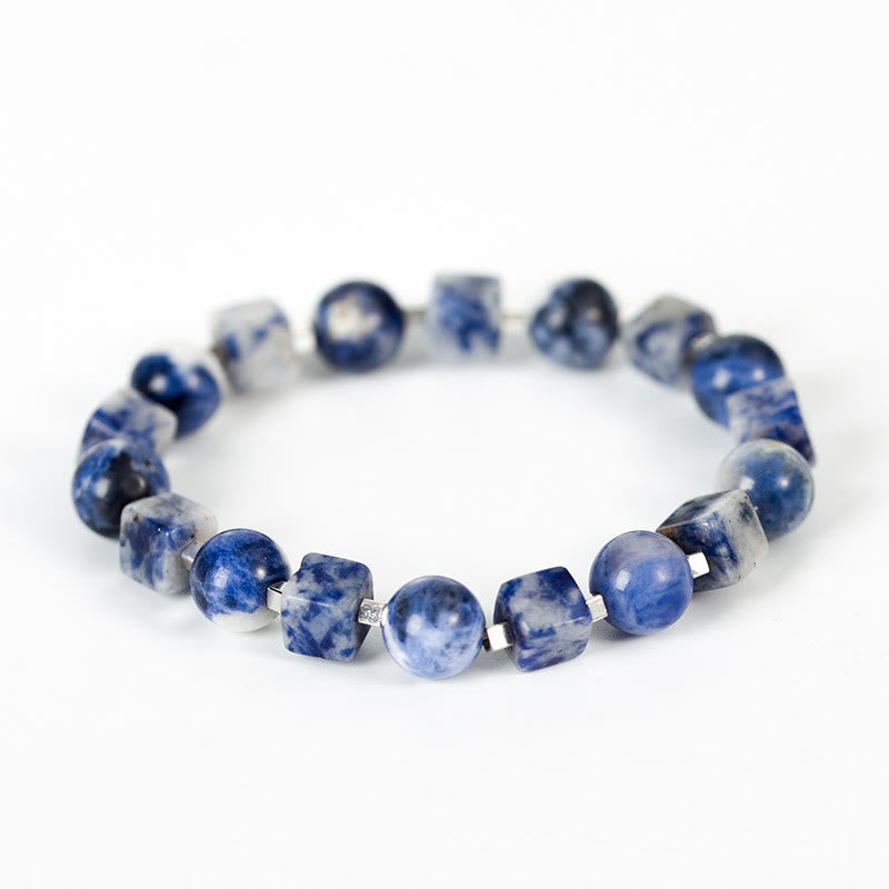 Buddha Stones Diverse kristallen, zwarte obsidiaan, Armband - Sodalite (Polsomtrek: 14-16 cm) - image 2