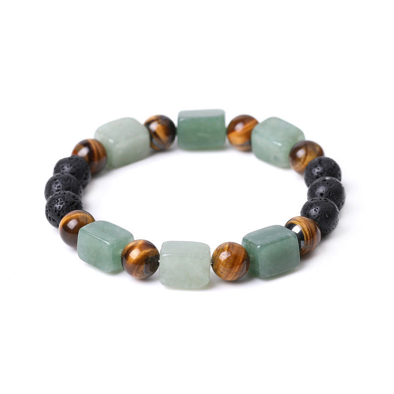 Buddha Stones Diverse kristallen kubus, amethist, lavasteen, Armband - image 26