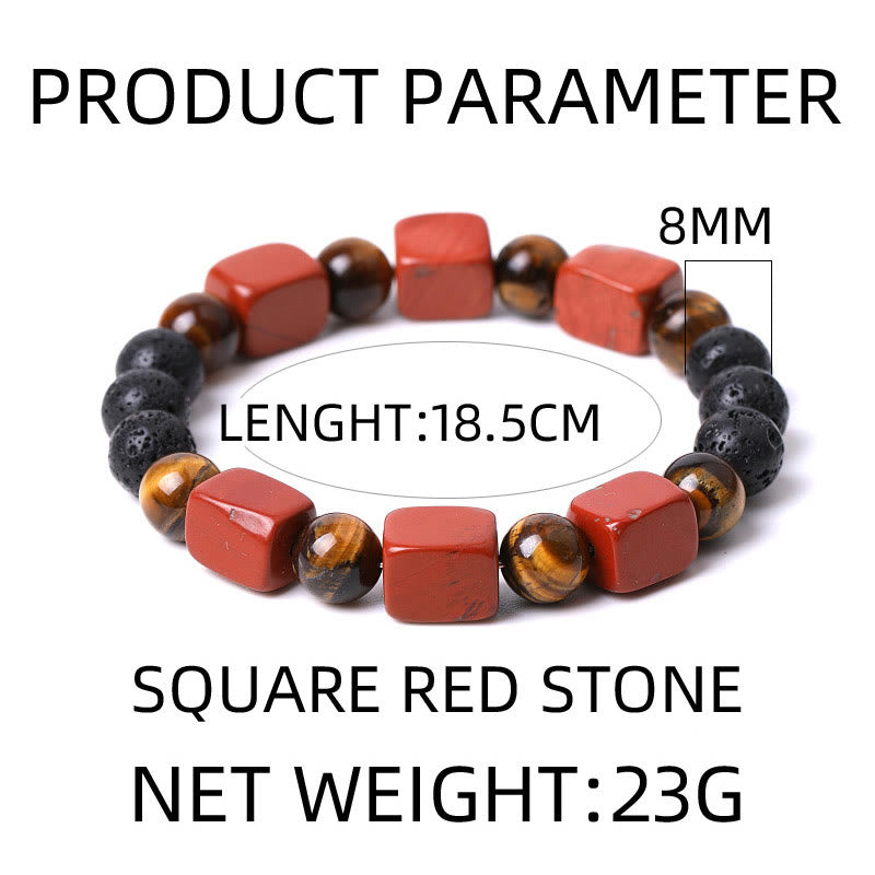 Buddha Stones Diverse kristallen kubus, amethist, lavasteen, Armband - image 38