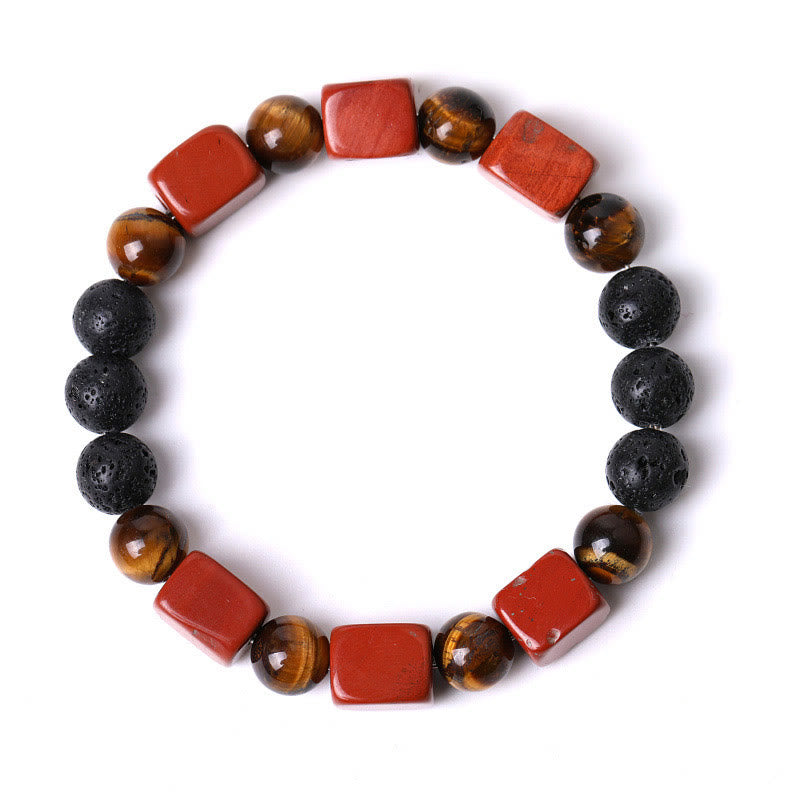 Buddha Stones Diverse kristallen kubus, amethist, lavasteen, Armband - image 37