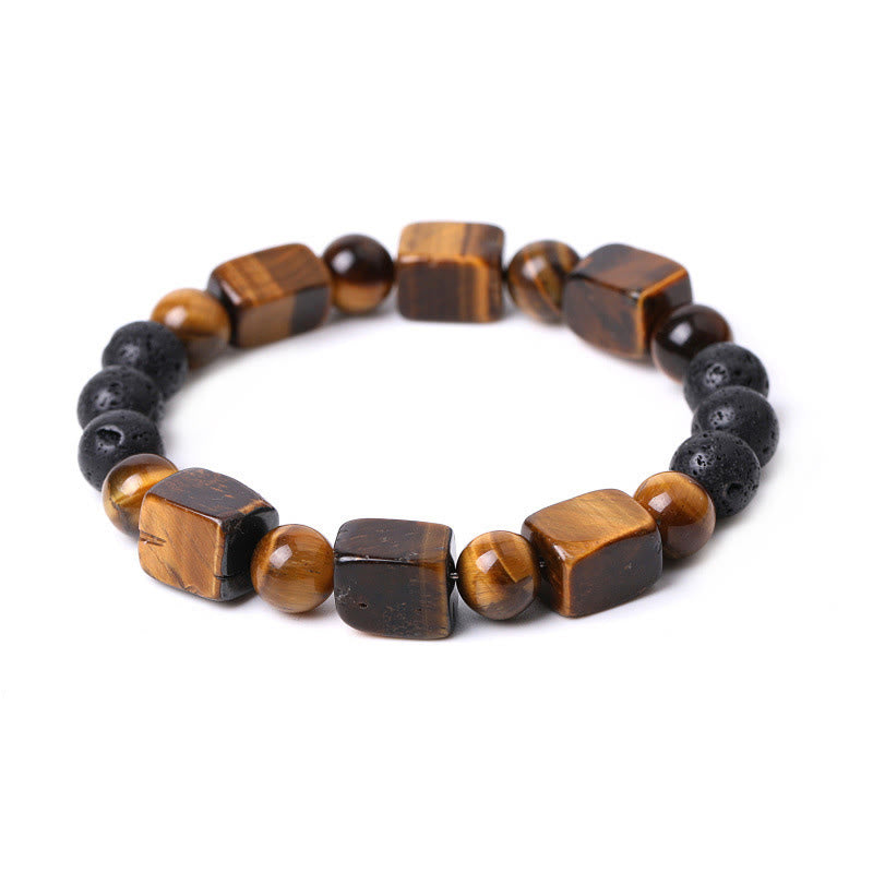 Buddha Stones Diverse kristallen kubus, amethist, lavasteen, Armband - image 17