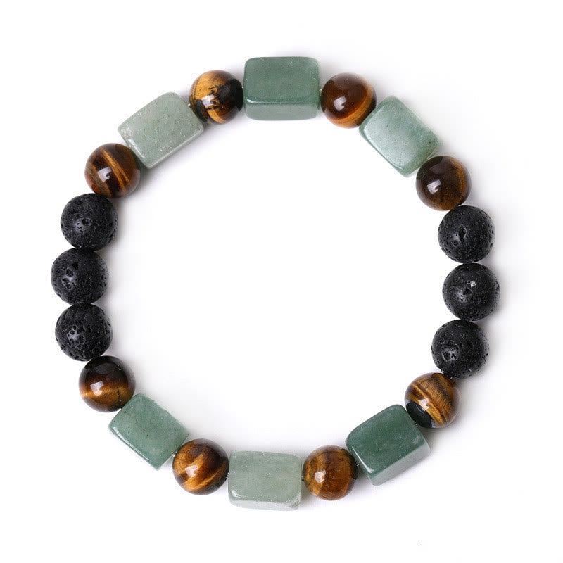 Buddha Stones Diverse kristallen kubus, amethist, lavasteen, Armband - image 27