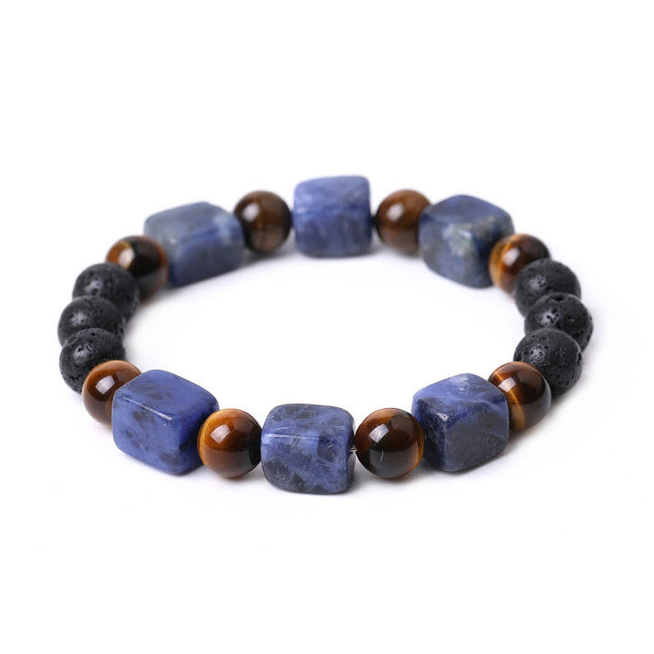 Buddha Stones Diverse kristallen kubus, amethist, lavasteen, Armband - image 47