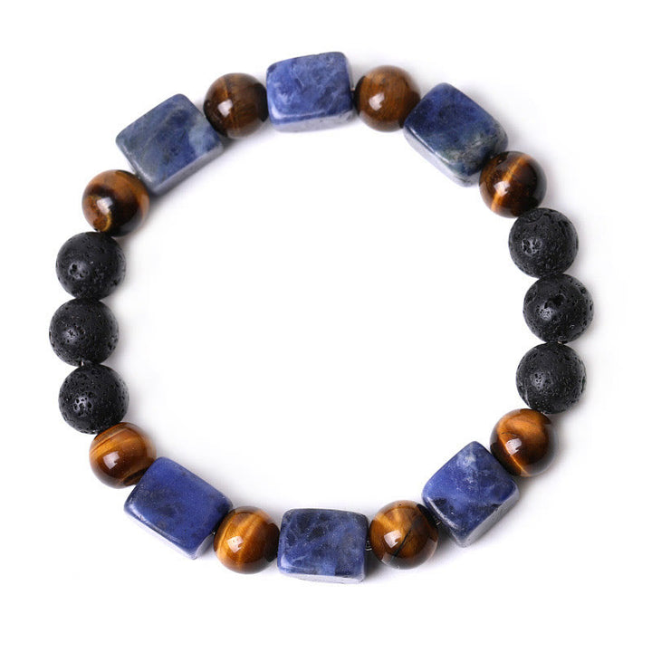 Buddha Stones Diverse kristallen kubus, amethist, lavasteen, Armband - image 48