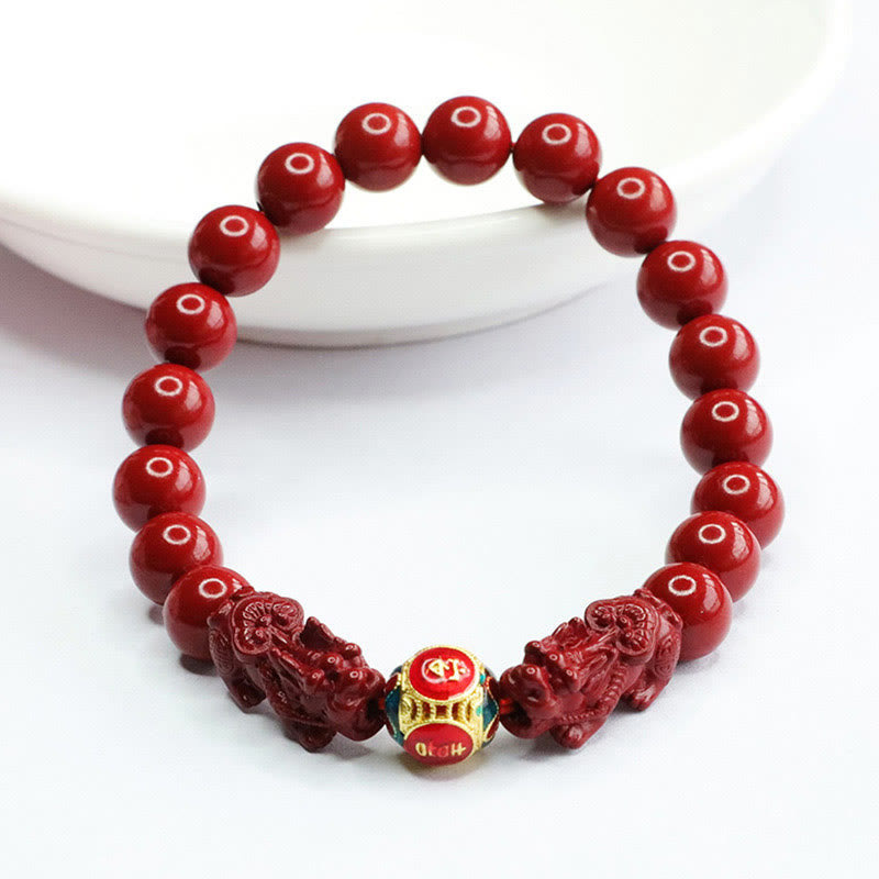 Buddha Stones Cinnabar Double PIXIU Armband tegen boze geesten - image 1