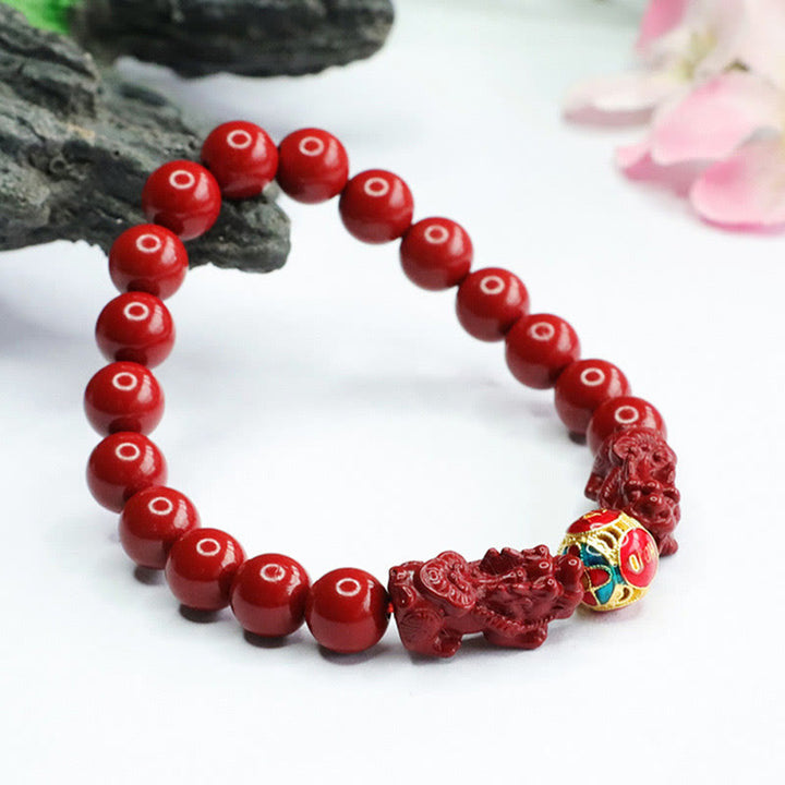 Buddha Stones Cinnabar Double PIXIU Armband tegen boze geesten - image 8