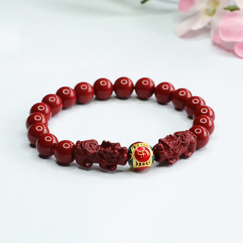 Buddha Stones Cinnabar Double PIXIU Armband tegen boze geesten - image 7