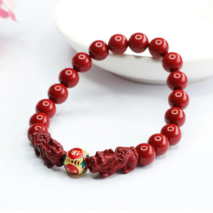 Buddha Stones Cinnabar Double PIXIU Armband tegen boze geesten - image 3