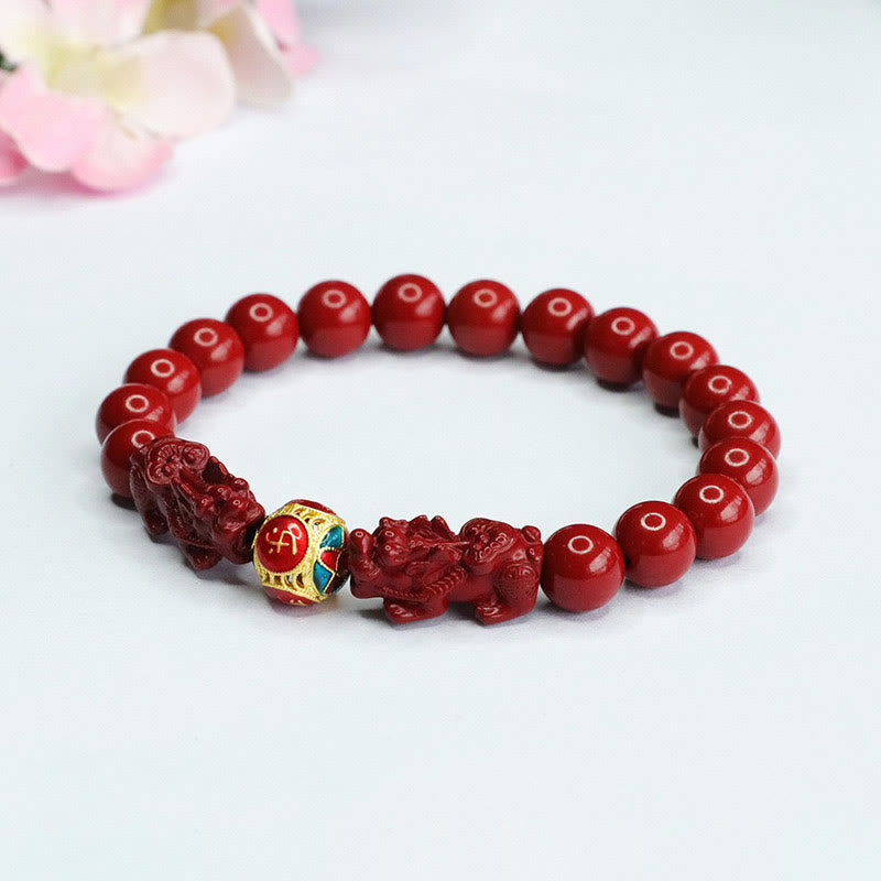 Buddha Stones Cinnabar Double PIXIU Armband tegen boze geesten - image 4
