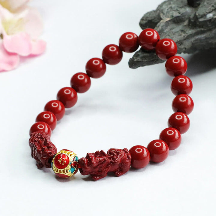 Buddha Stones Cinnabar Double PIXIU Armband tegen boze geesten - image 9