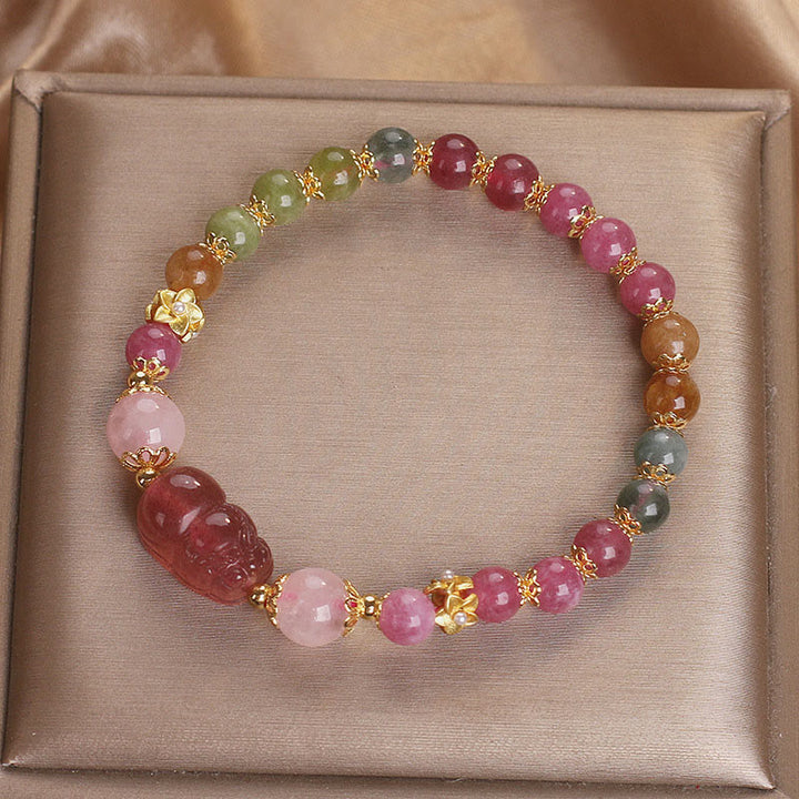 Buddha Stones Toermalijn Aardbeikwarts Roze Kristal PIXIU Armband - image 12