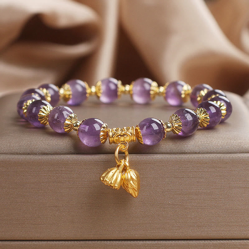 Buddha Stones Armband met amethist verhoogt de adellijke status - Amethist (Polsomtrek: 14-16 cm) - image 0