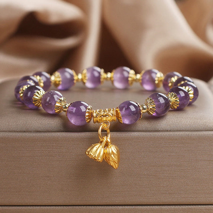 Buddha Stones Armband met amethist verhoogt de adellijke status - Amethist (Polsomtrek: 14-16 cm) - image 0