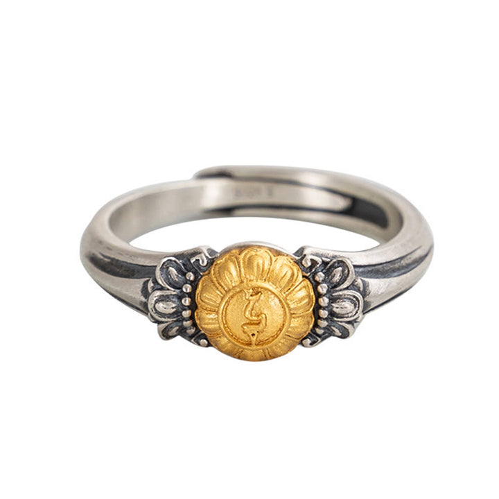 Buddha Stones Verstelbare Ring met bescherming van Bodhisattva Tara, verguld met 925 sterling zilver. - image 11