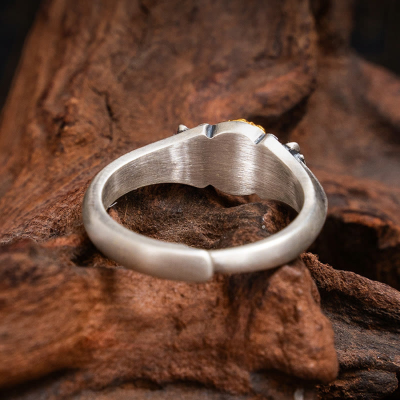 Buddha Stones Verstelbare Ring met bescherming van Bodhisattva Tara, verguld met 925 sterling zilver. - image 3