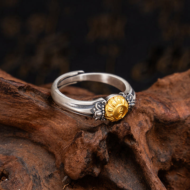Buddha Stones Verstelbare Ring met bescherming van Bodhisattva Tara, verguld met 925 sterling zilver. - image 8