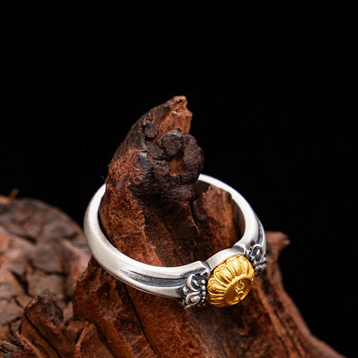 Buddha Stones Verstelbare Ring met bescherming van Bodhisattva Tara, verguld met 925 sterling zilver. - image 9