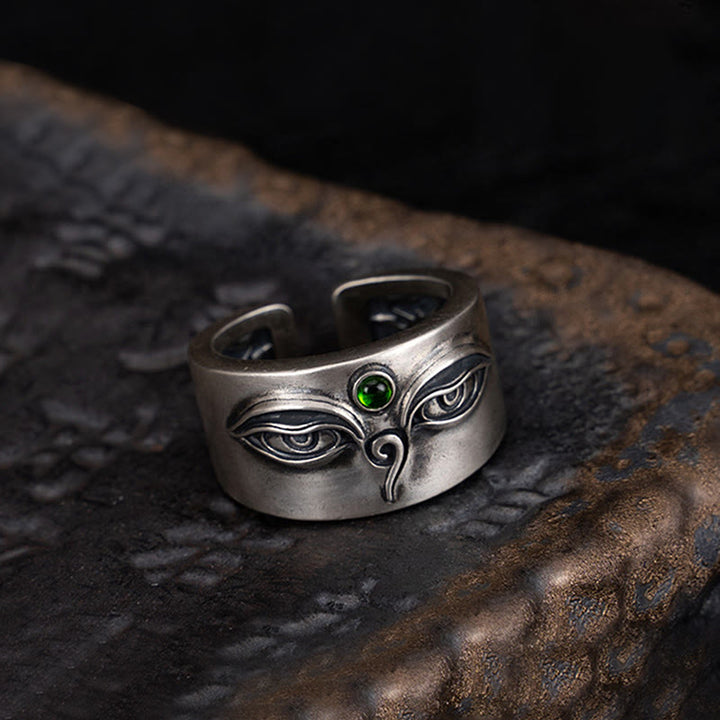 Buddha Stones Verstelbare Ring van 925 sterling zilver met de afbeelding van Bodhisattva Tara en haar kalmte. - image 1