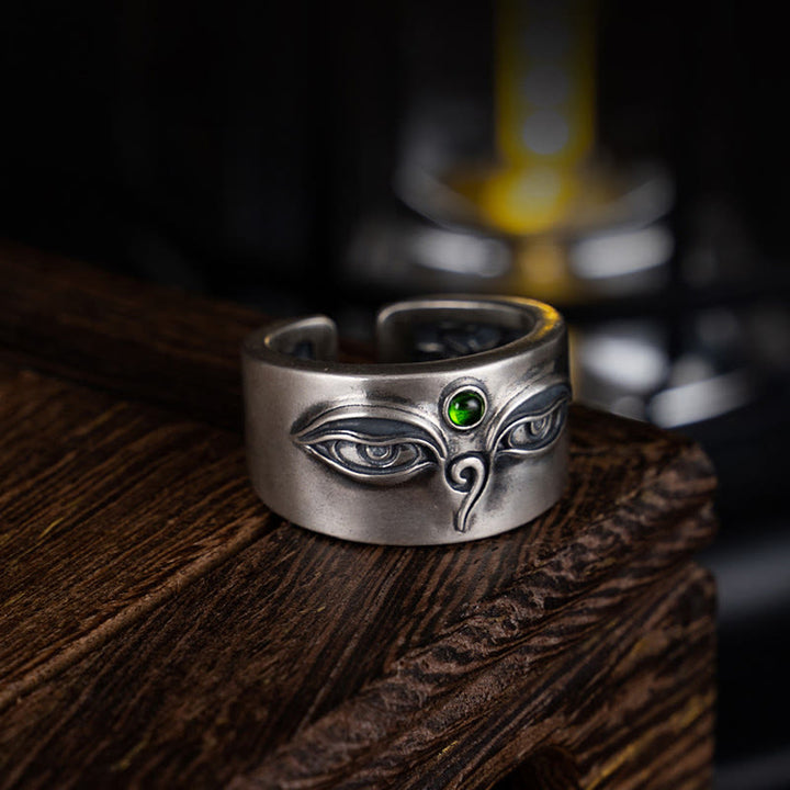 Buddha Stones Verstelbare Ring van 925 sterling zilver met de afbeelding van Bodhisattva Tara en haar kalmte. - image 9