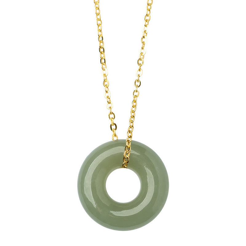 Buddha Stones Ketting met vredesgesp van 925 sterling zilver verguld met Hetian jade - image 11