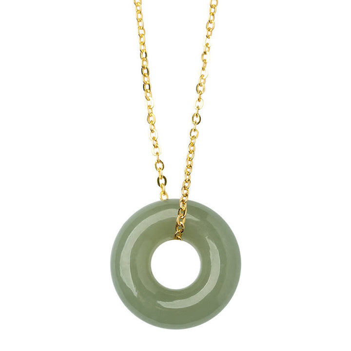 Buddha Stones Ketting met vredesgesp van 925 sterling zilver verguld met Hetian jade - image 11
