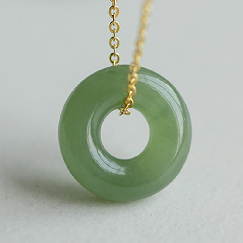 Buddha Stones Ketting met vredesgesp van 925 sterling zilver verguld met Hetian jade - image 3