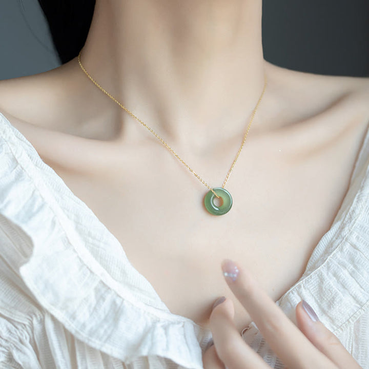 Buddha Stones Ketting met vredesgesp van 925 sterling zilver verguld met Hetian jade - image 10