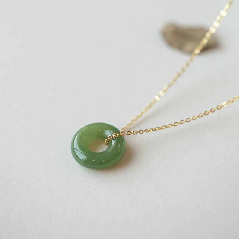 Buddha Stones Ketting met vredesgesp van 925 sterling zilver verguld met Hetian jade - image 8