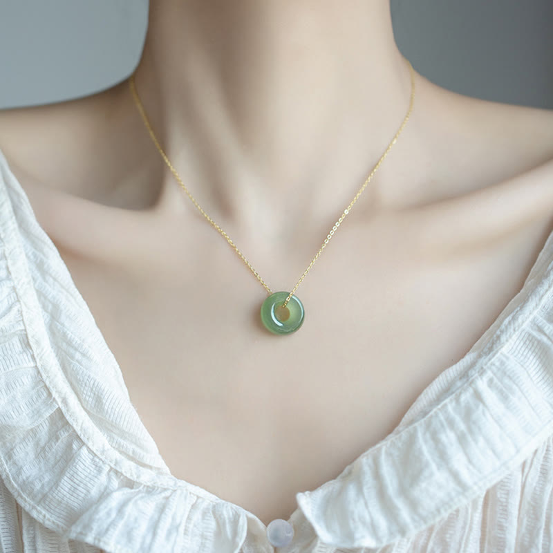 Buddha Stones Ketting met vredesgesp van 925 sterling zilver verguld met Hetian jade - image 4