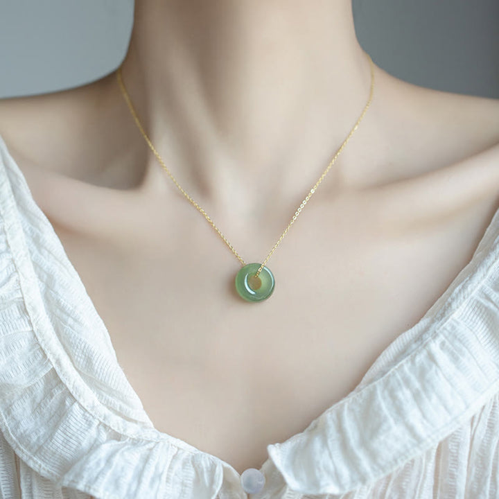 Buddha Stones Ketting met vredesgesp van 925 sterling zilver verguld met Hetian jade - image 4