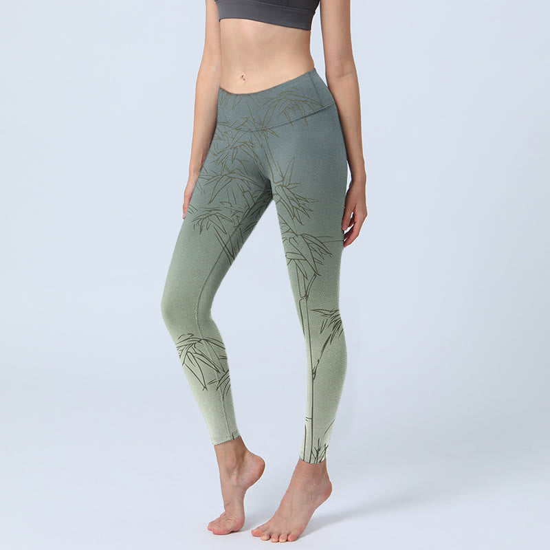 Buddha Stones Sportlegging/yogabroek voor dames met bamboebladerenprint - Gainsboro - US18, UK/AU22, EU50 (4XL) - image 0