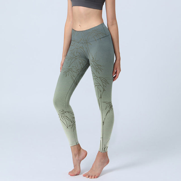 Buddha Stones Sportlegging/yogabroek voor dames met bamboebladerenprint - Gainsboro - US18, UK/AU22, EU50 (4XL) - image 0