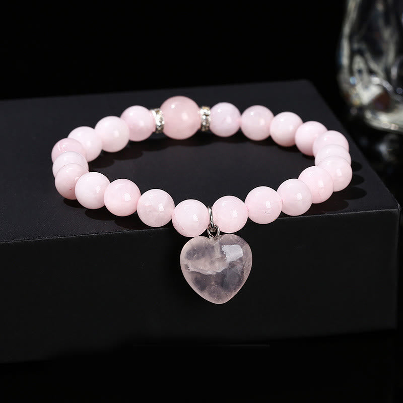Buddha Stones Diverse kristallen groene aventurijn liefdeshart Armband - Roze kristal (Polsomtrek: 14-16 cm) - 10mm - image 18