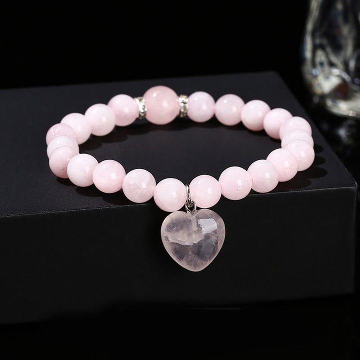 Buddha Stones Diverse kristallen groene aventurijn liefdeshart Armband - Roze kristal (Polsomtrek: 14-16 cm) - 10mm - image 18