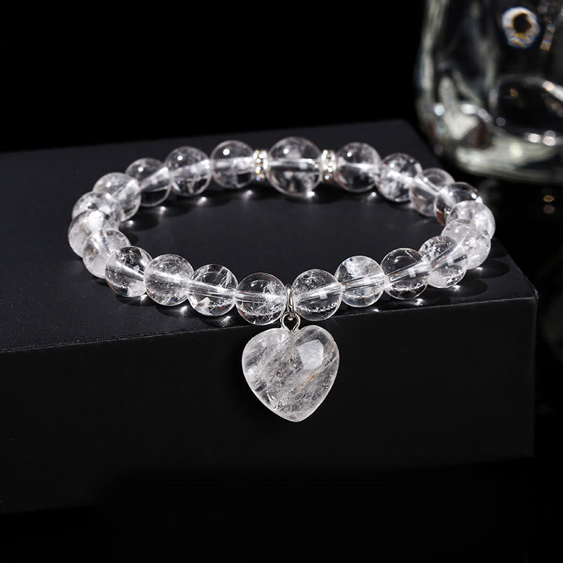 Buddha Stones Diverse kristallen groene aventurijn liefdeshart Armband - Witte kristallen (Polsomtrek: 14-16 cm) - 10mm - image 16