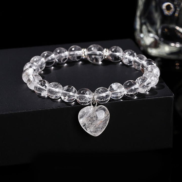 Buddha Stones Diverse kristallen groene aventurijn liefdeshart Armband - Witte kristallen (Polsomtrek: 14-16 cm) - 10mm - image 16