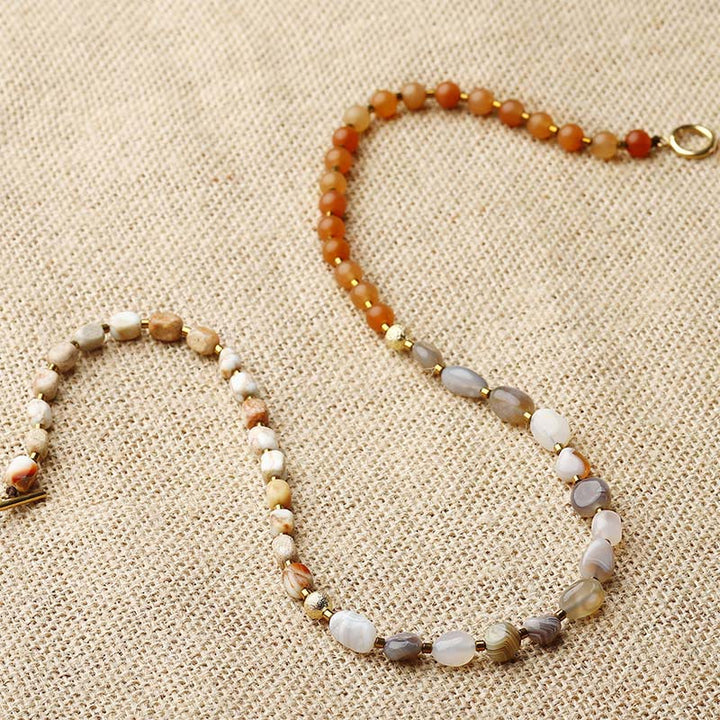 Buddha Stones Botswana agaat, rode agaat, keizersteen, creativiteit, drievoudige Armband - image 9