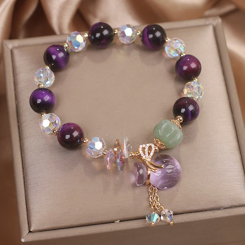Buddha Stones Paarse tijgeroog witte kristal amethist jade Armband - image 3