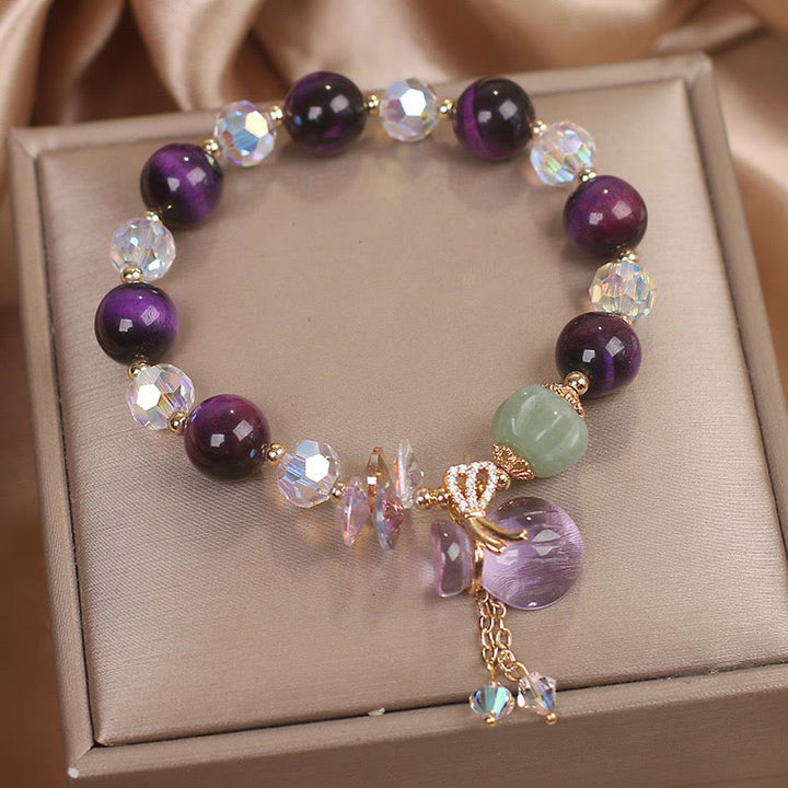 Buddha Stones Paarse tijgeroog witte kristal amethist jade Armband - image 3