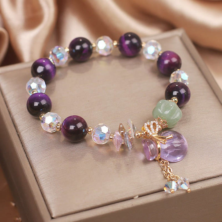 Buddha Stones Paarse tijgeroog witte kristal amethist jade Armband - image 4