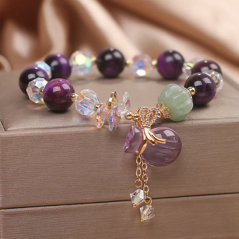 Buddha Stones Paarse tijgeroog witte kristal amethist jade Armband - Paarse tijgeroog (Polsomtrek: 14-16 cm) - image 0